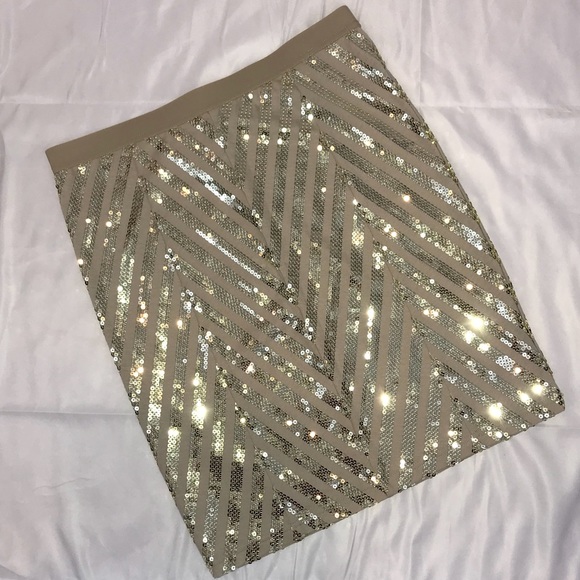 Free People sequined gold and tan skirt size large - Picture 1 of 6